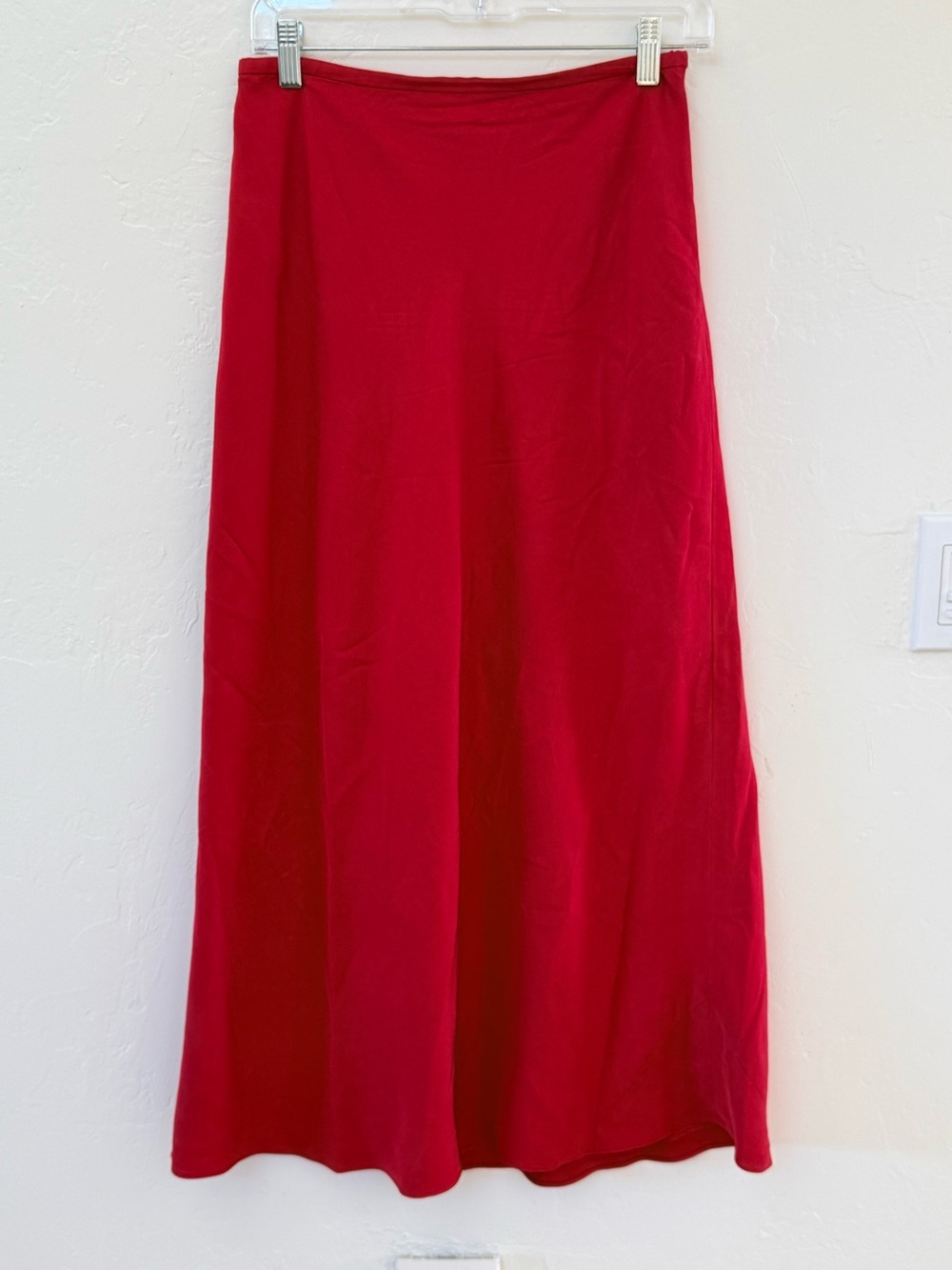 Vintage Ann Taylor Size 4 Red 100% Silk Maxi Skirt Holiday Formal 90s A-Line